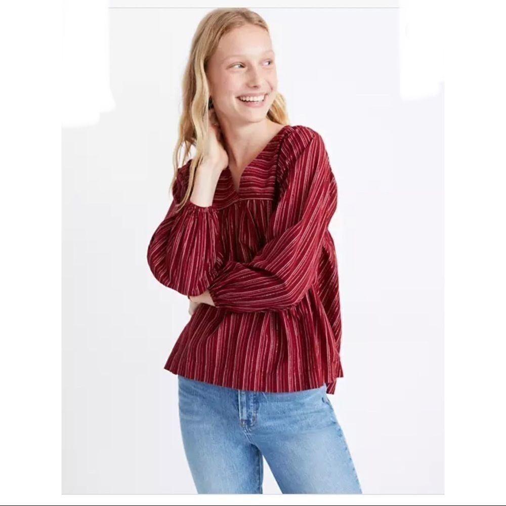 Madewell Swingy Top in Metallic Stripe Small